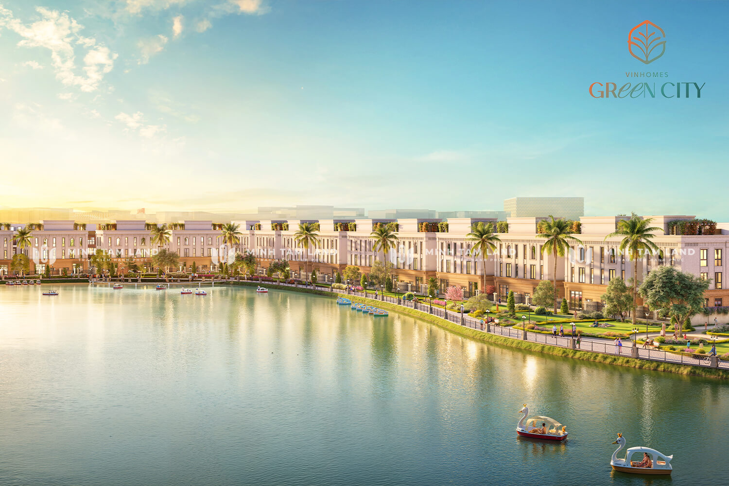 Hệ thống hồ cảnh quan và công viên cây xanh bao la 36ha tại Vinhomes Green City